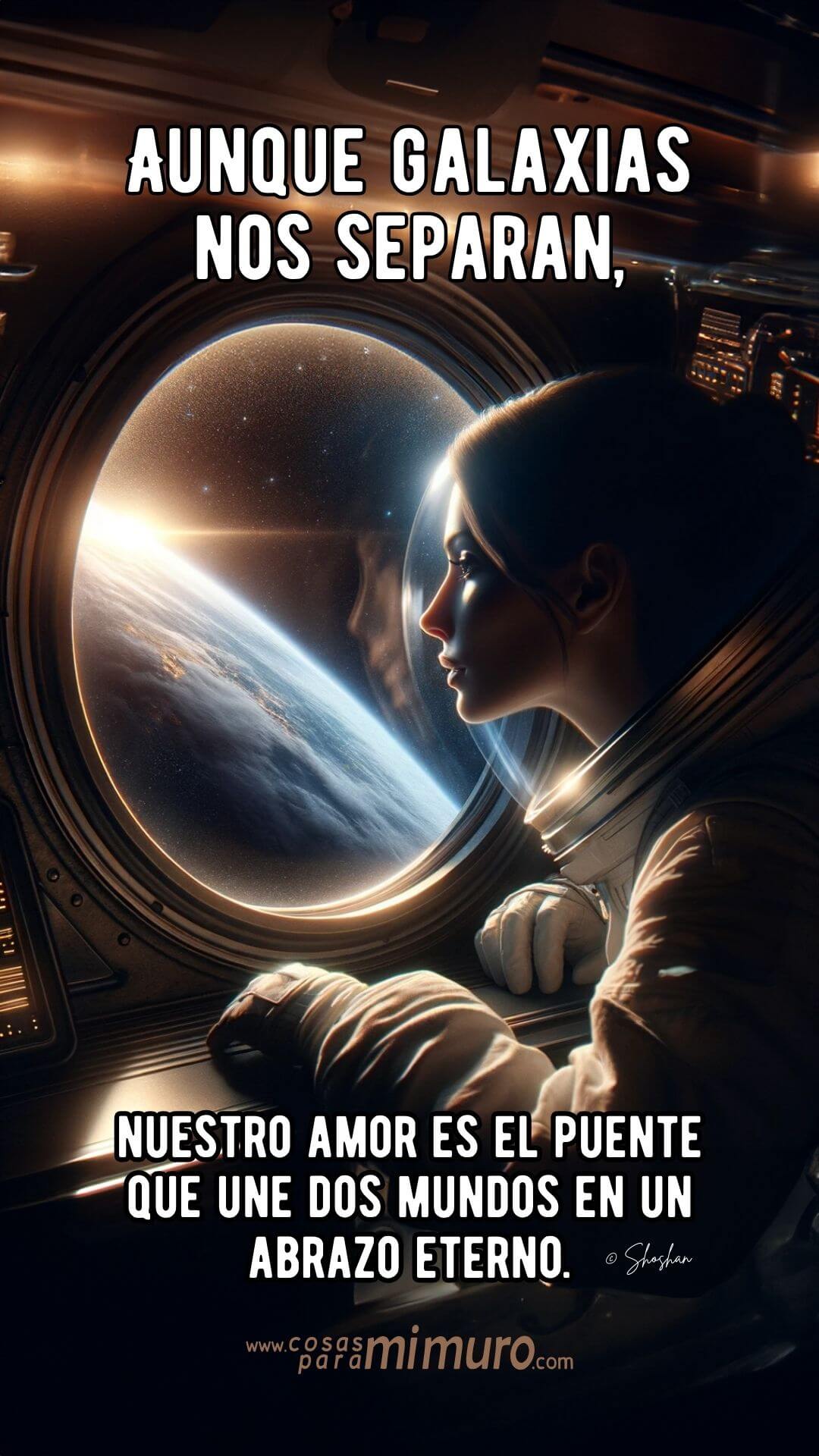 Aunque galaxias nos separan, nuestro amor es el puente que une dos mundos en un abrazo eterno.